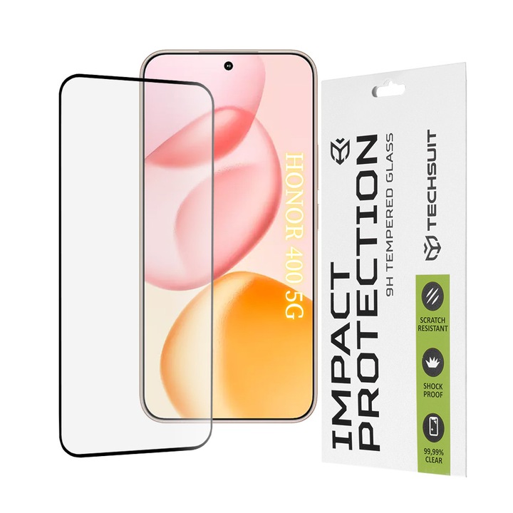 Протектор за екран от закалено стъкло за Honor 400, пълно лепило, черен