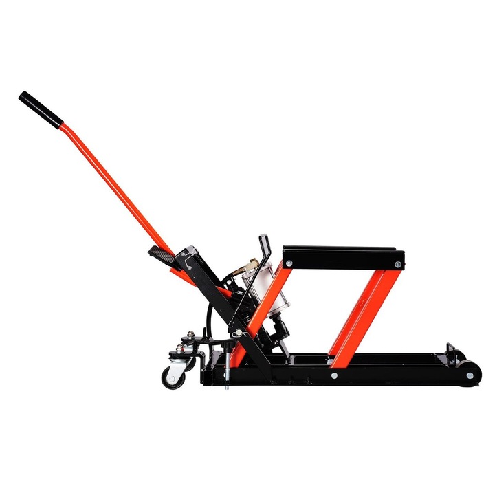 Cric hidraulic si pneumatic, Capacitate 680 kg, Inaltime ridicare 119-381 mm, 4 roti, 8-20 Bar