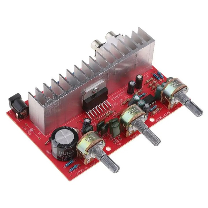 2x40W sztereó audio erősítő TDA7377-tel és AD828 előerősítővel, DC 12-15V