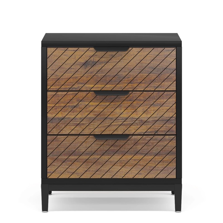 Noptiera Furnir, Negru, 50x40x65 cm