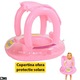 Colac Gonflabil SIKS Pentru Bebelusi Cu Copertina, Cu Functie Anti Rasturnare, Piscina Tip Inel Cu Acoperis, Dimensiuni 62 Cm Diametru x 66 Cm Inaltime, Roz