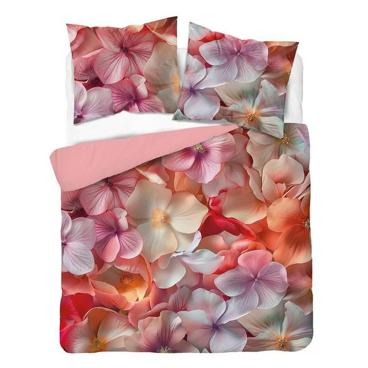 3D ágyneműhuzat-garnitúra, Detexpol, pasztell hortenzia, mikroszálas, 220x200 cm, 2 párnahuzat 70x80 cm