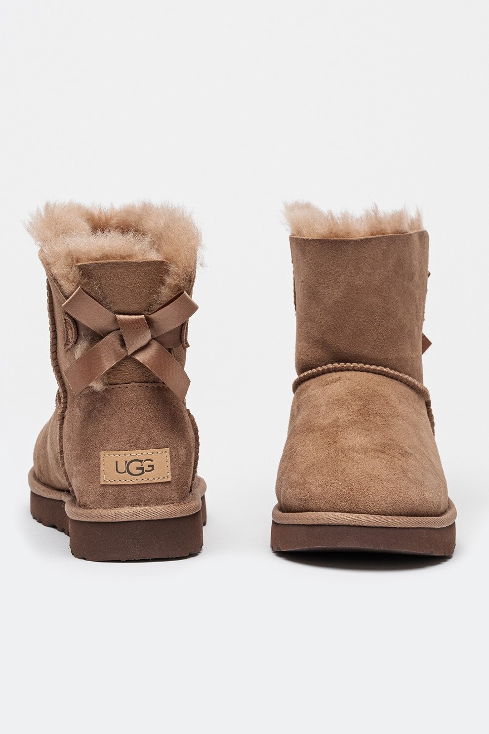 ◆UGG◆ Bailey Bow II Boots 19.5ミニベイリーボウ UGG, Ghete slip-on din piele intoarsa Mini Bailey Bow II, Maro