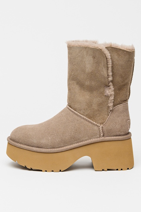 UGG, Ghete demi-wedge din piele intoarsa fara inchidere Esmee, Bej