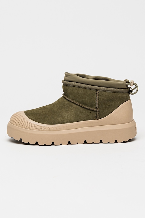 UGG, Ghete fara inchidere unisex Classic Ultra Mini, Bej/Kaki pal