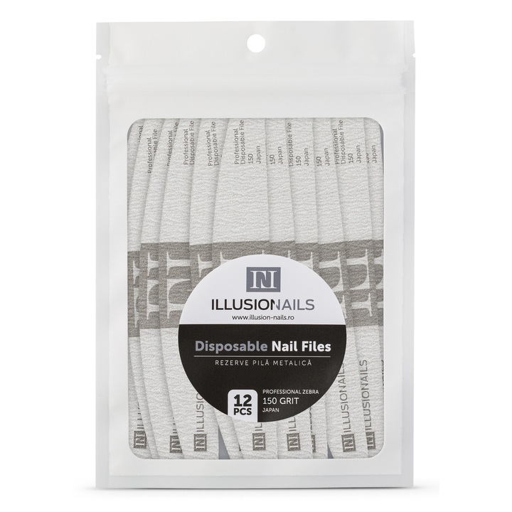 Set rezerve pentru baza metalica/plastic, Illusion Nails, "Prime", Grit 150, 12 bucati