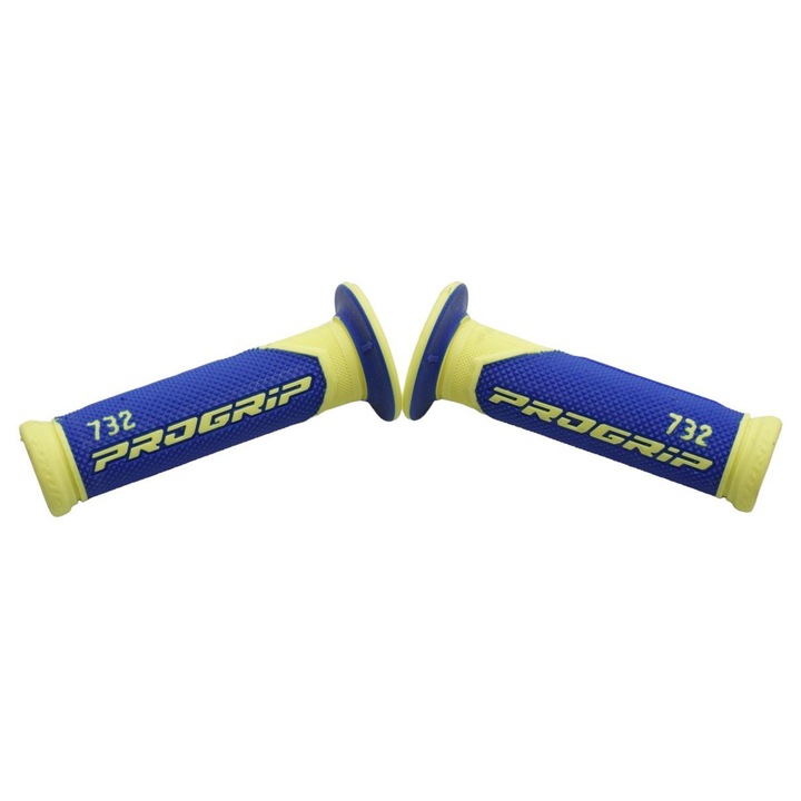 Set 2 mansoane bicicleta Pro Grip, 22x25mm, 125mm, albastru/galben