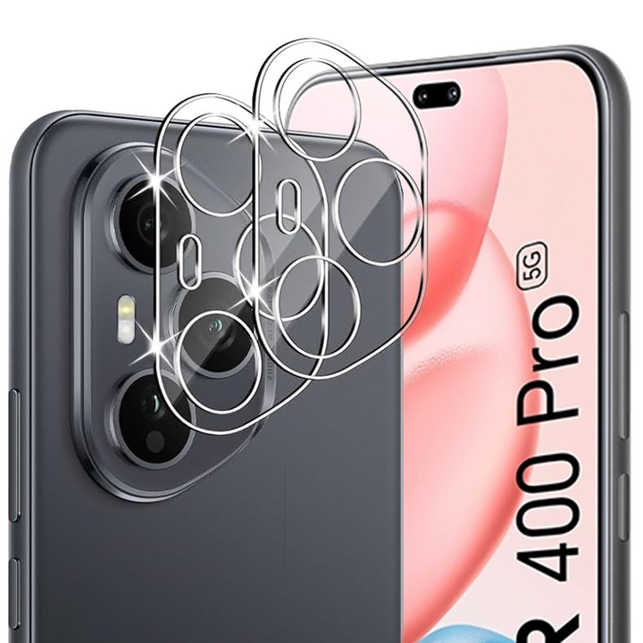 Set 2x Folii de protectie din sticla pentru aparat Honor 400 Pro 5G, transparent, 9H