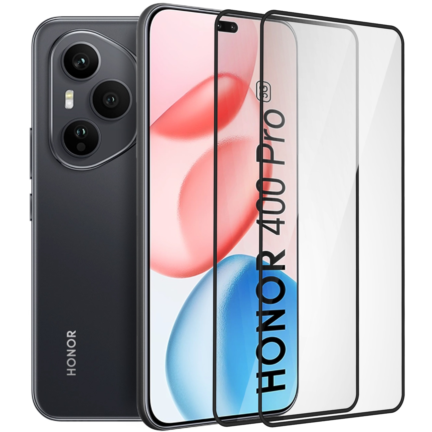 Set 2x Folii de protectie ERBORD 3D pentru Honor 400 Pro 5G, transparent, montaj usor