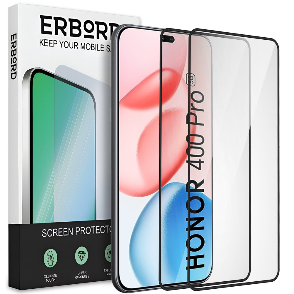 Set 2x Folii de protectie ERBORD 3D pentru Honor 400 Pro 5G, transparent, montaj usor