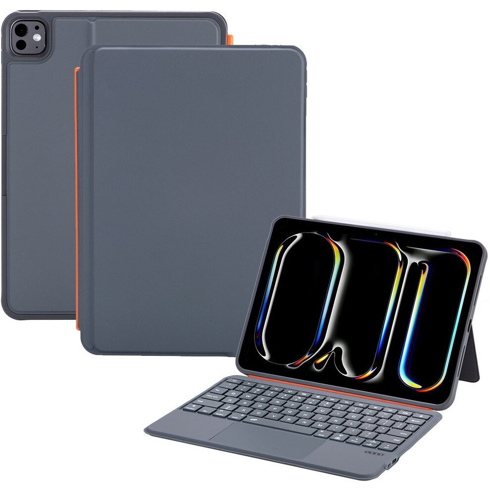 Etui cu tastatura Bluetooth pentru iPad 11" 2025 A16 / iPad 10.9" 2022, negru, material din piele ecologica