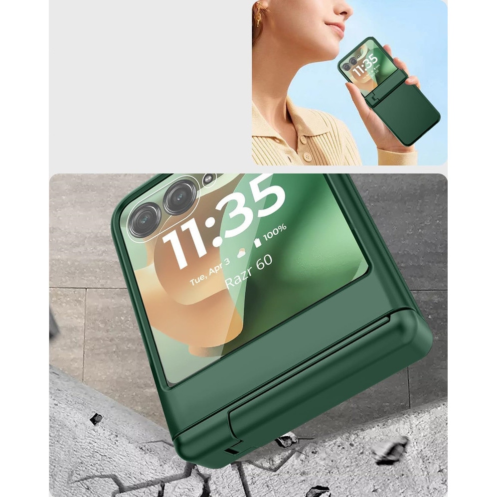 Husa telefon XGSM pentru Motorola Razr 60 Ultra, PC, cu sticla si suport, verde