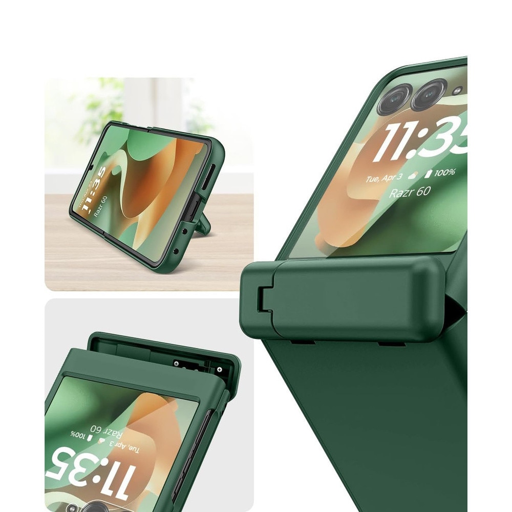 Husa telefon XGSM pentru Motorola Razr 60 Ultra, PC, cu sticla si suport, verde