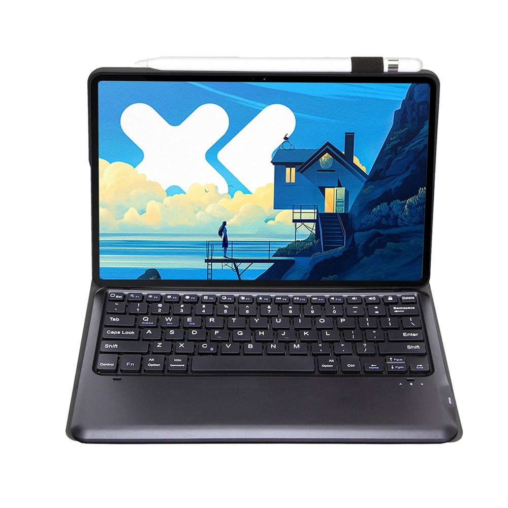 Husa tableta cu tastatura Bluetooth, XGSM, pentru Lenovo Idea Tab Pro / Tab P12, neagra, material plastic si piele ecologica