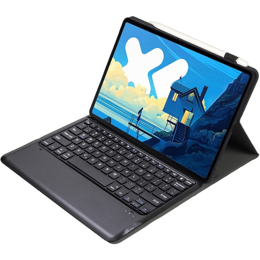 Husa tableta cu tastatura Bluetooth, XGSM, pentru Lenovo Idea Tab Pro / Tab P12, neagra, material plastic si piele ecologica