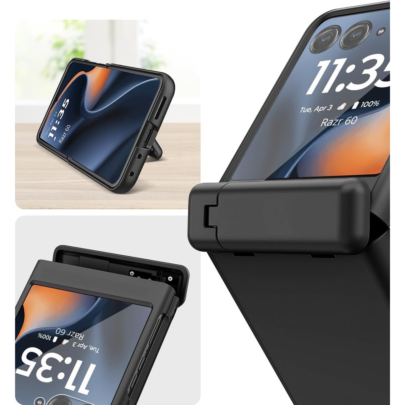 Husa telefon XGSM pentru Motorola Razr 60 Ultra, PC, cu sticla si suport, neagra