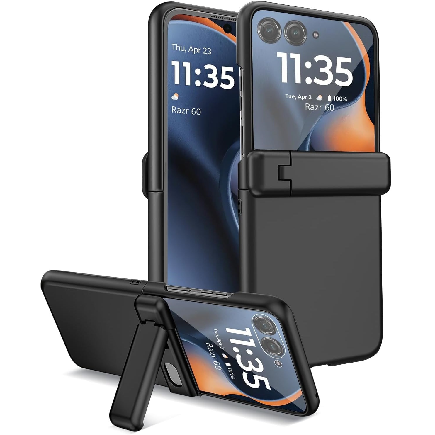 Husa telefon XGSM pentru Motorola Razr 60 Ultra, PC, cu sticla si suport, neagra