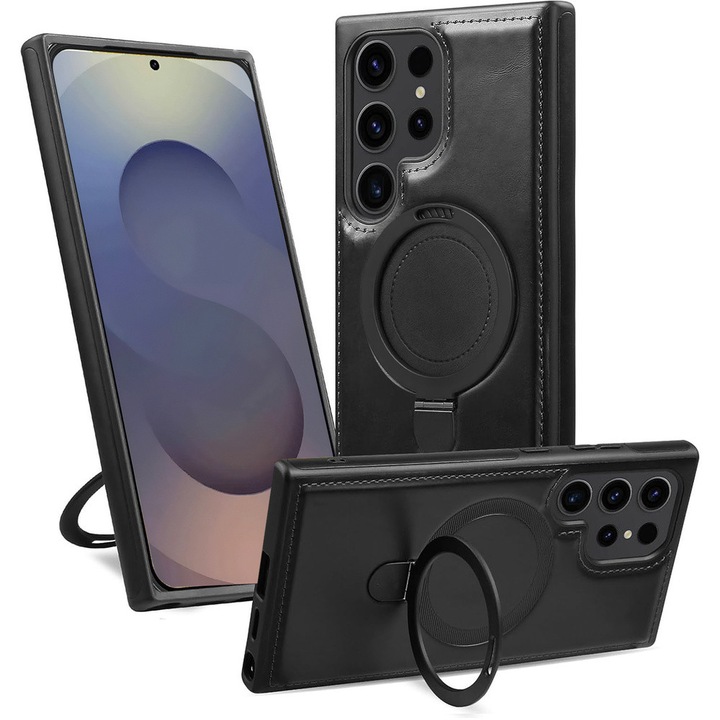 Husa pentru Samsung Galaxy S25 Ultra, GKK, cu suport, compatibila cu MagSafe, neagra