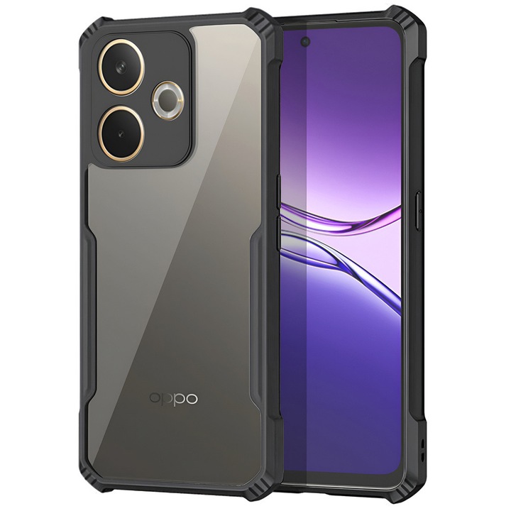 Husa telefon ERBORD pentru Oppo A5 Pro 5G, AntiDrop Hybrid, neagra, dimensiuni precise