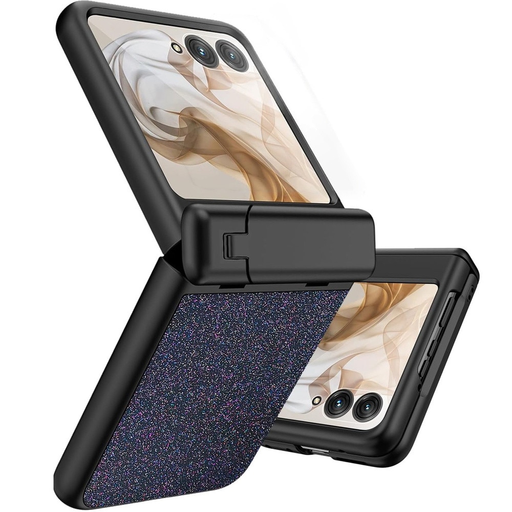 Husa Pentru Telefon, Xgsm, Motorola Razr 60 Ultra, Sticla, Suport Pliabil, Model Stralucitor Cu Sclipici, Realizata Cu Precizie Din Materiale Durabile, Negru