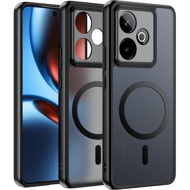 Husa telefon Realme GT 7 / 7T, ERBORD, MagSafe, neagra, hibrida