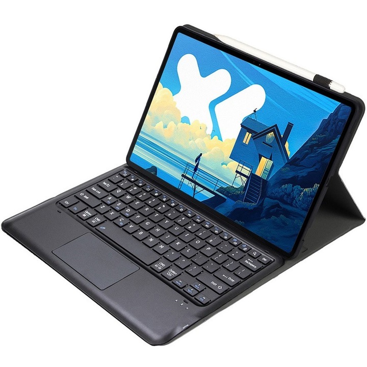 Etui cu tastatura Bluetooth si touchpad pentru tableta, XGSM, negru, compatibil cu Lenovo Idea Tab Pro