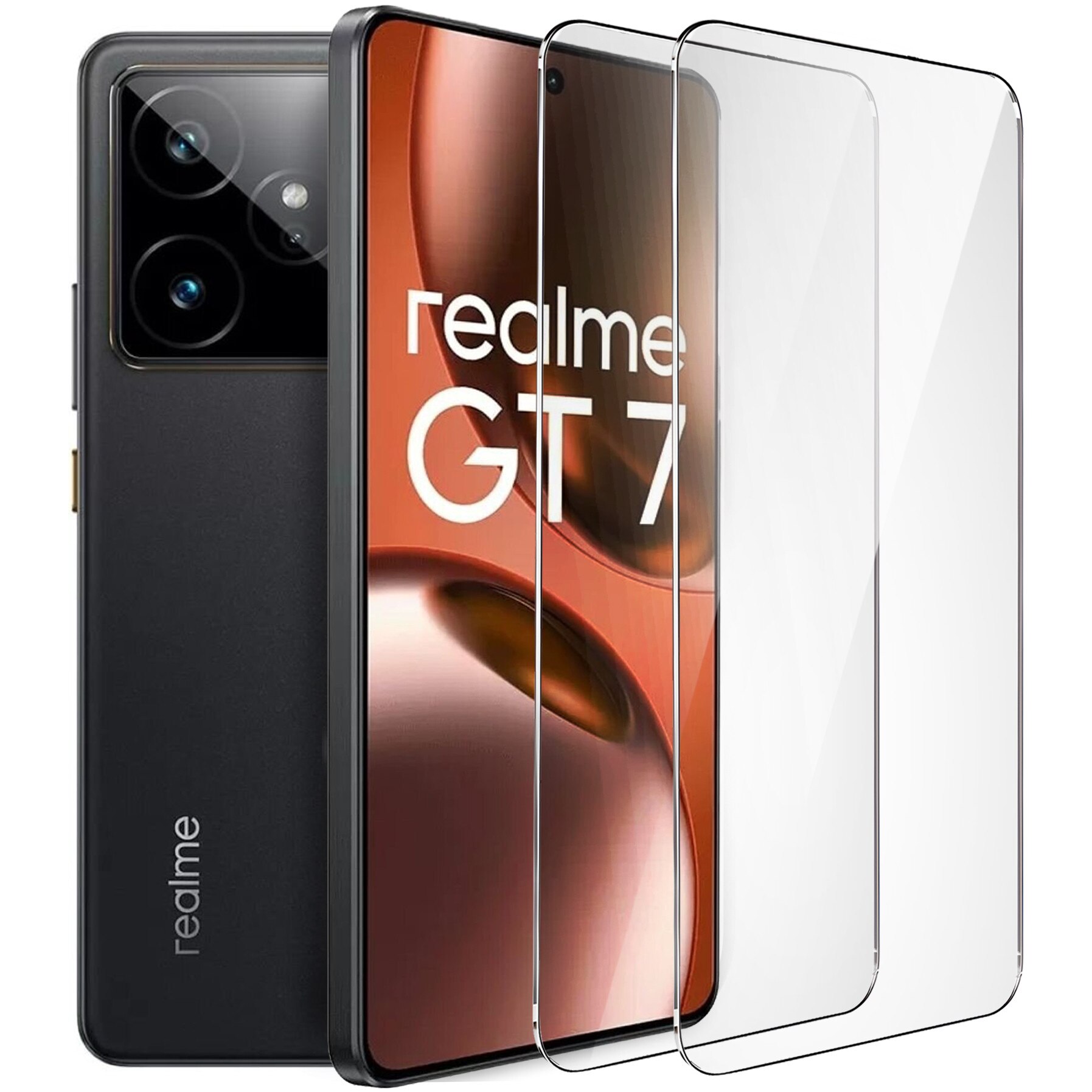 Set 2x Folii Protectie Ecran ERBORD 9H Hard Glass pentru Realme GT 7 / 7T, transparent, usor de montat