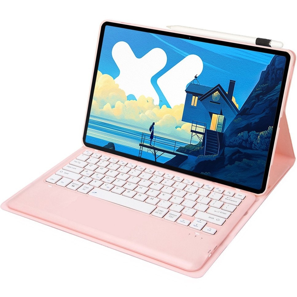 Husa tableta, XGSM, cu tastatura Bluetooth, roz, pentru Lenovo Idea Tab Pro P12