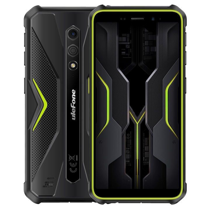 Смартфон Ulefone Armor X12 Pro, Dual SIM, 4G, Octa-Core Mediatek Helio G36, IPS 5.45-инчов HD+, 8GB RAM (4GB + 4GB RAM), 64GB, 4860mAh, NFC, IP68, Android 13, Зелен