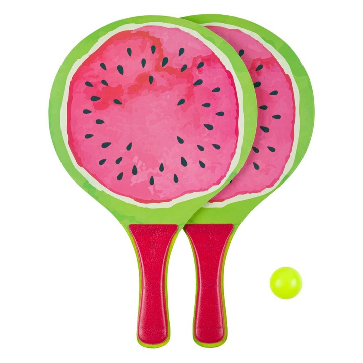 Rachete Plaja din Lemn Pepene Verde & Minge