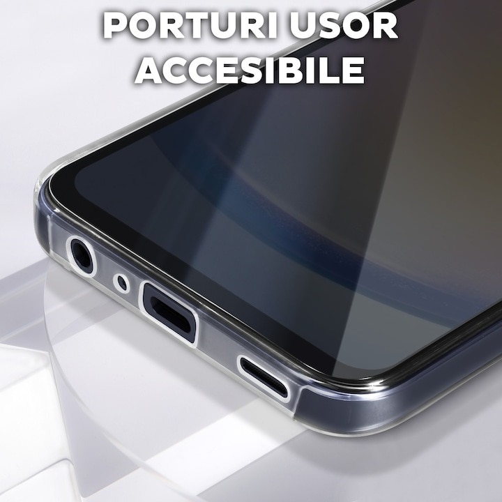 Husa pentru Samsung Galaxy A56 Fata-Spate, Full Body 360°, DaDen®, Antisoc, Protectie completa, Transparenta