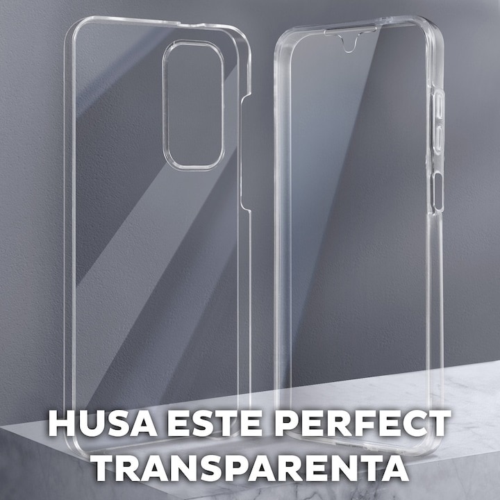 Husa pentru Samsung Galaxy A56 Fata-Spate, Full Body 360°, DaDen®, Antisoc, Protectie completa, Transparenta