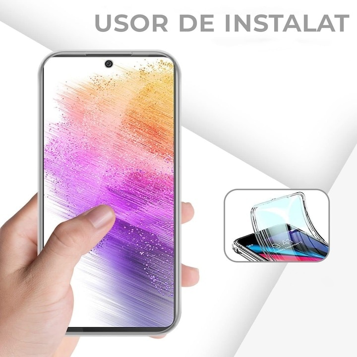 Husa pentru Samsung Galaxy A56 Fata-Spate, Full Body 360°, DaDen®, Antisoc, Protectie completa, Transparenta