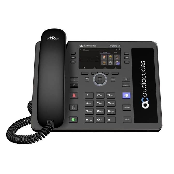 Telefon IP AudioCodes C435HD-R, PoE, GbE, negru