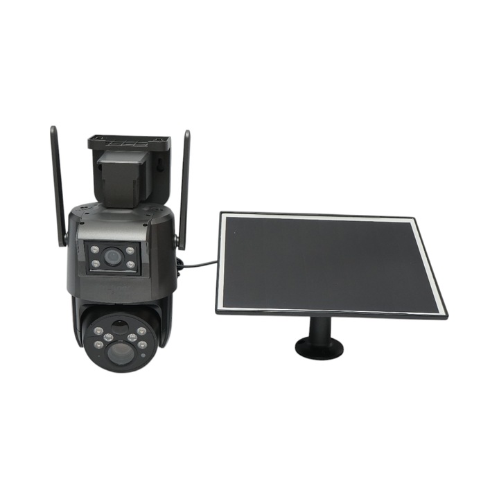 Camera de supraveghere cu panou solar de vanatoare C Tech®, SIM 4G, rezolutie 2K HD, rotativa 360°, microfon bidirectional, alerte in aplicatie pe telefon, rezistenta la ploaie si vant, detectare miscare, panou 5W, baterie 10400mAh + 64GB SD card inclus