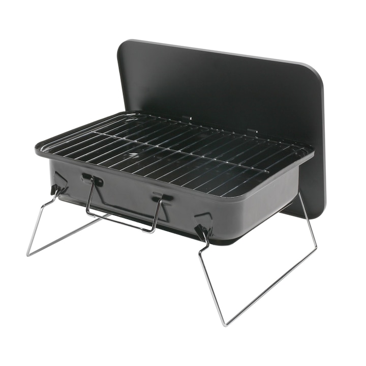 Gratar carbune, cu capac, otel, suprafata de gatit 35 x 25 cm