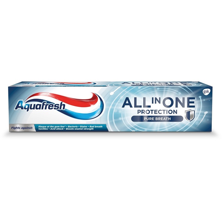 Паста за зъби Aquafresh All in One Protection Pure Breath, 100 мл, избелваща, защита от кариеси