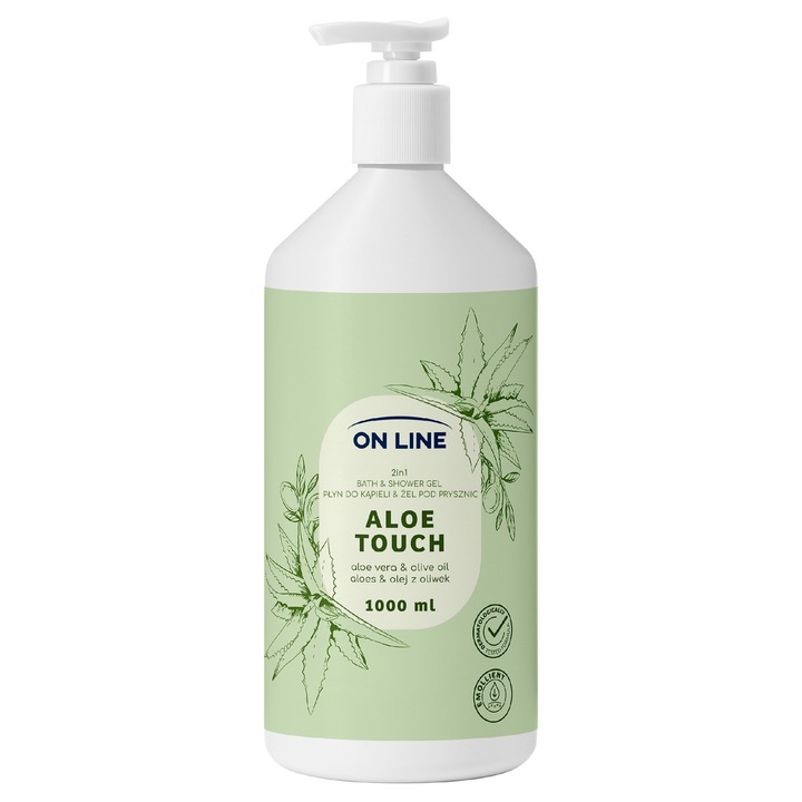 Fürdő- és tusfürdő 2 az 1-ben Aloe Touch 1000 ml
