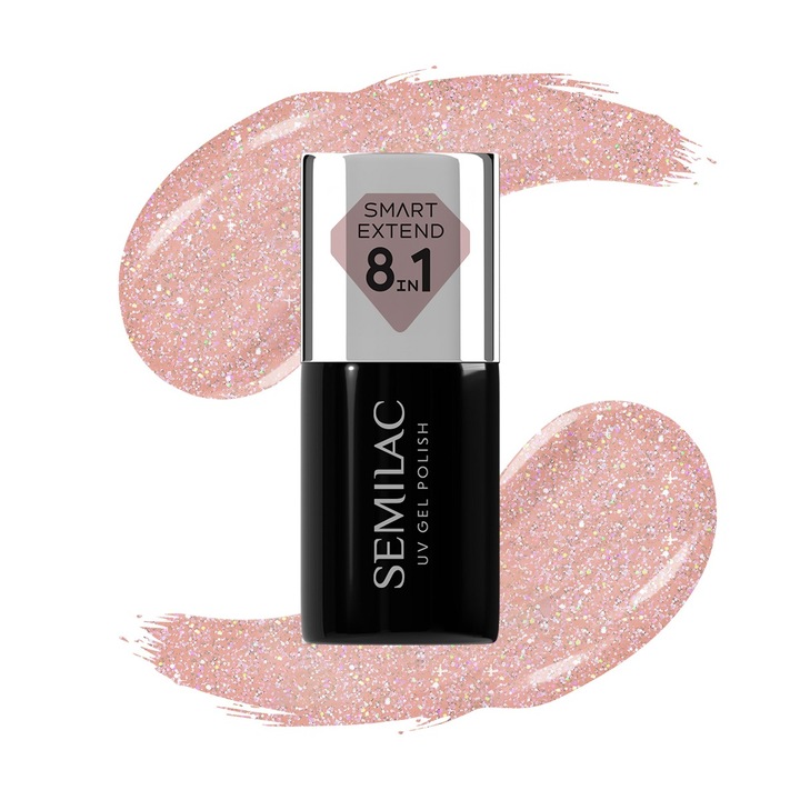 Lac hibrid, SEMILAC, Smart Extend, sclipici, bej moale, nr. 804, 7 ml