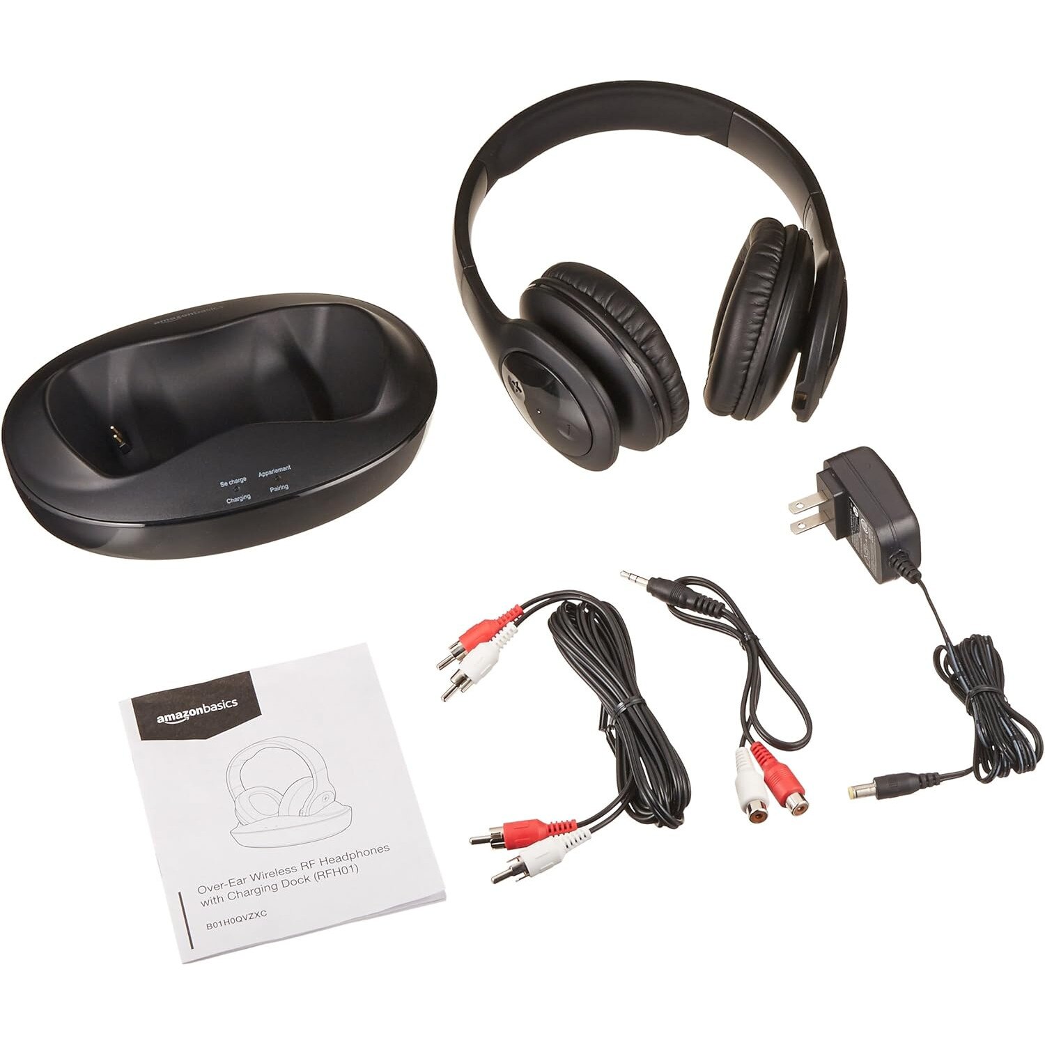 Casti RF fara fir over-ear Amazon Basics cu statie de incarcare