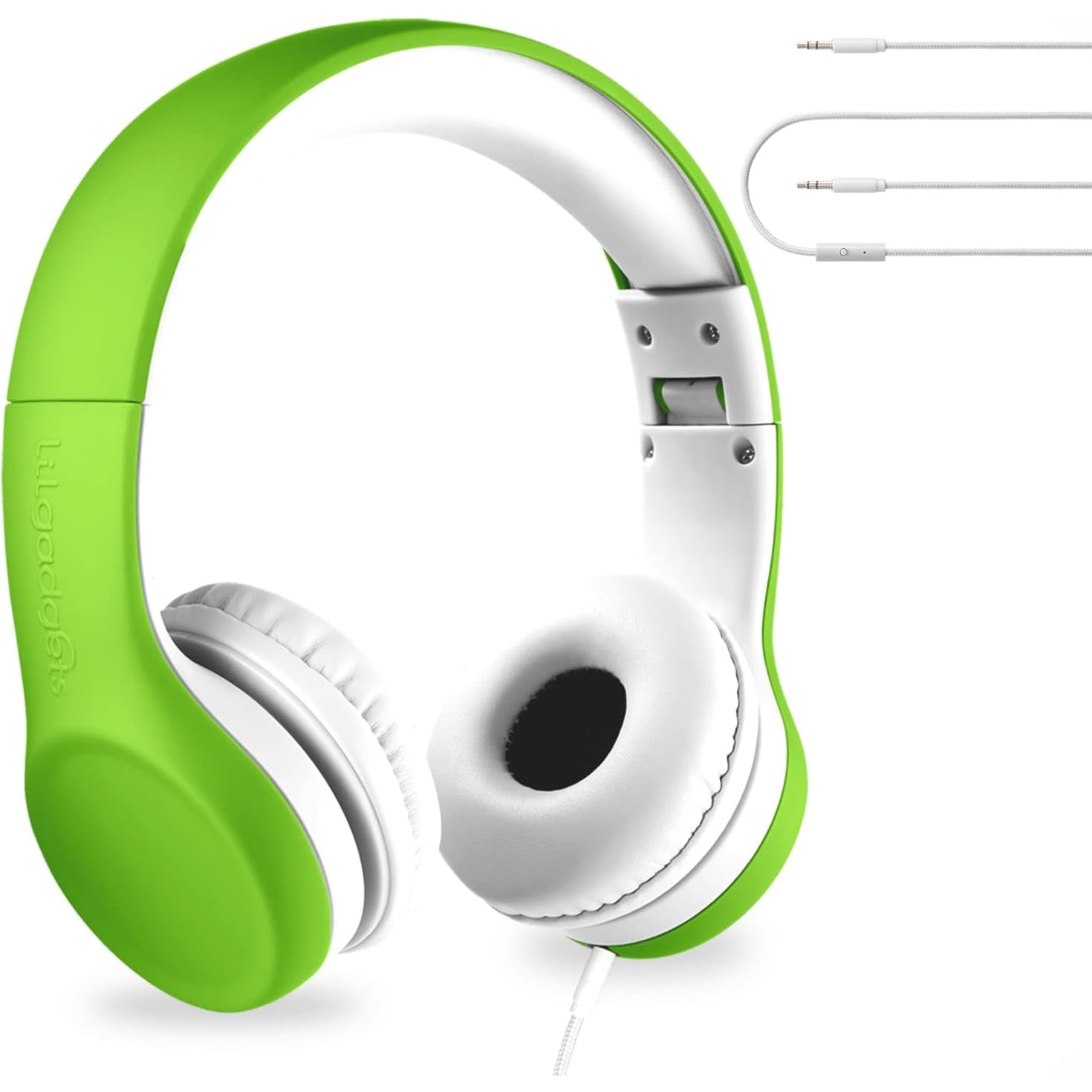 Casti on-ear pentru copii LilGadgets connect+ ® cu microfon si control volum, design pliabil, compatibilitate universala, tehnologie shareport, captuseala moale, limitare volum 93 db, verde