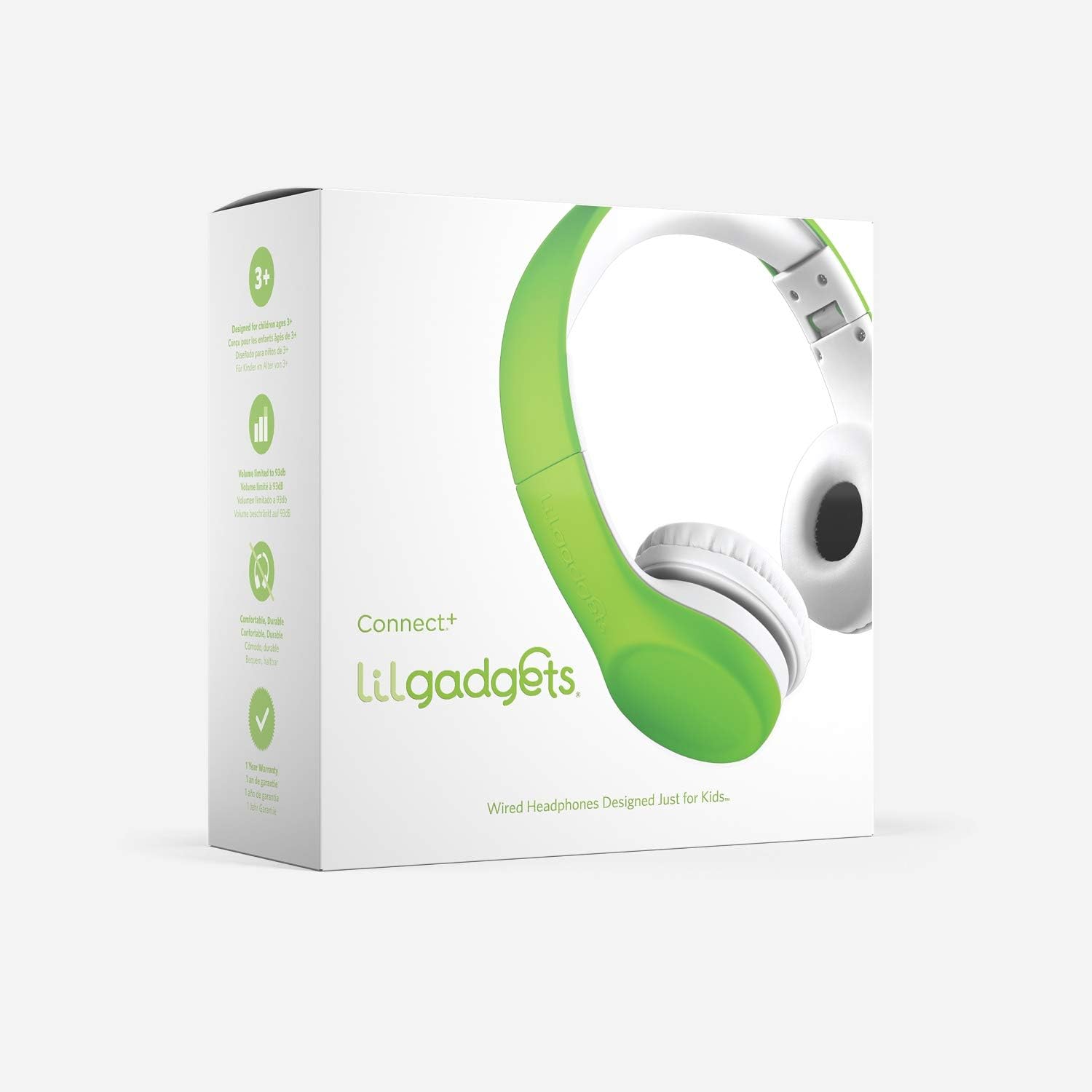 Casti on-ear pentru copii LilGadgets connect+ ® cu microfon si control volum, design pliabil, compatibilitate universala, tehnologie shareport, captuseala moale, limitare volum 93 db, verde