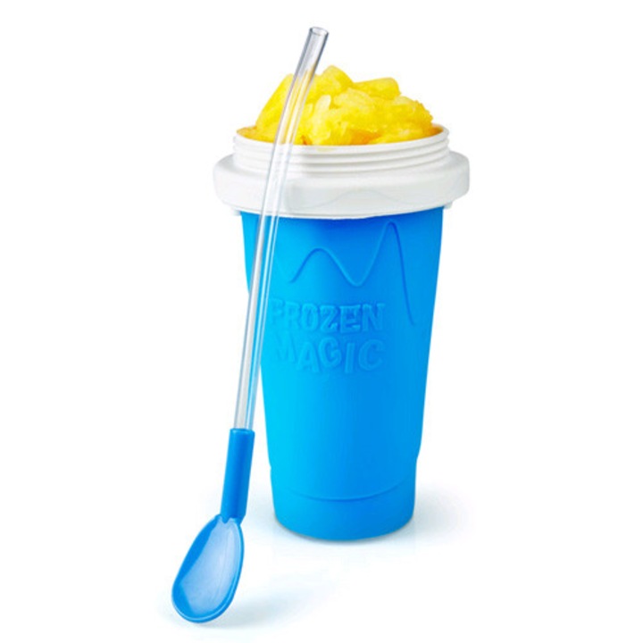 Pohár fagylalthoz és jeges italokhoz, De Gusto, űrtartalom 160-230 ml, fedővel és kanállal, többszínű