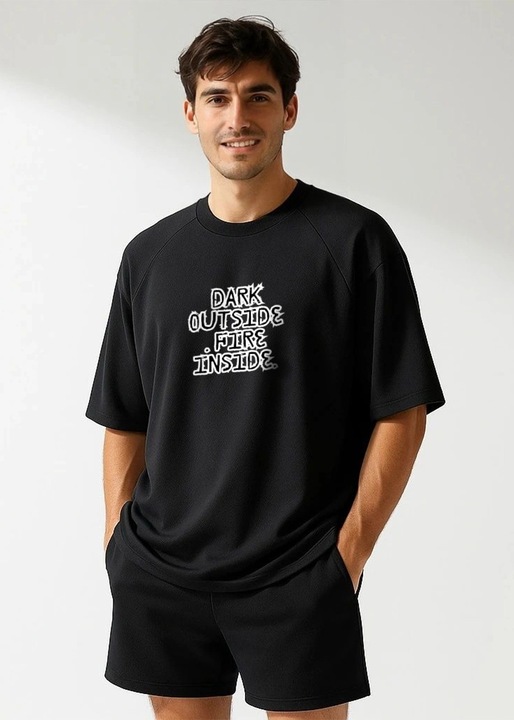 Trening de vara Barbati CLANDESTINE BLACK SYNK Outside Inside P25 oversized & pantaloni scurti negru