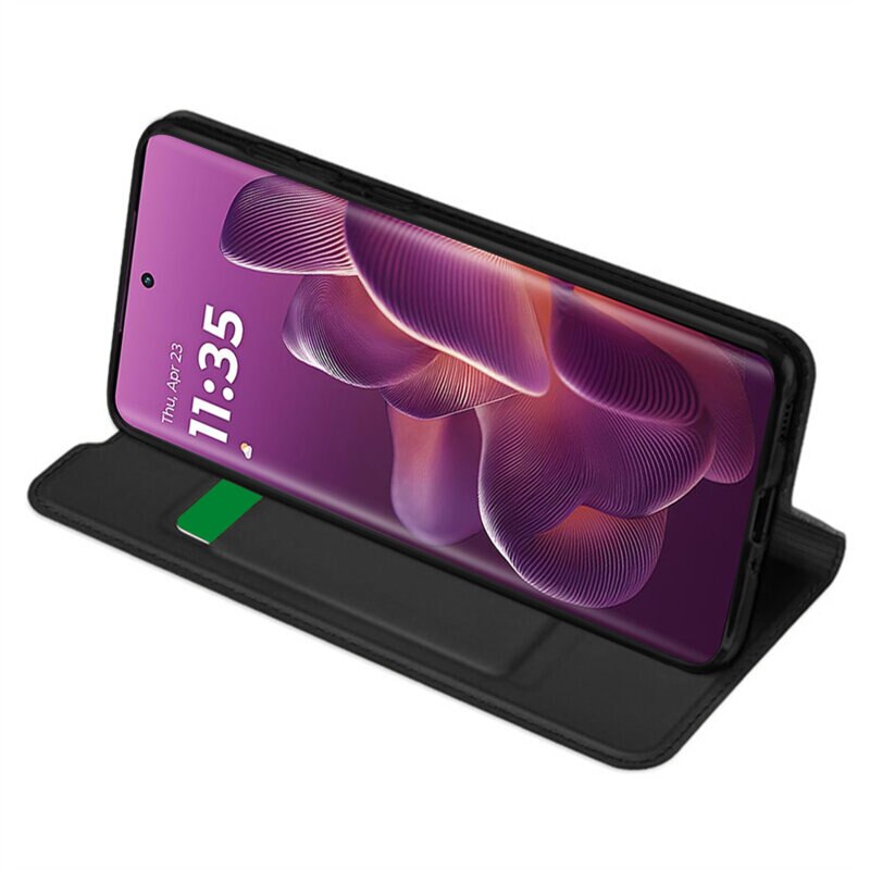 Husa pentru Motorola Edge 60 Pro, SKYDDAR INNOVATION, Magskin Book, tip Carte cu Portofel Interior, set cu sticker, Negru