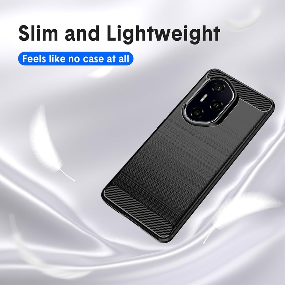 Husa pentru Honor 400 Pro, SKYDDAR INNOVATION, Carbon Silicone, din Silicon Slim, cu textura Fibra Carbon, set cu sticker, Negru
