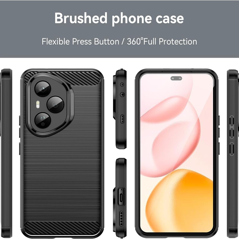 Husa pentru Honor 400 Pro, SKYDDAR INNOVATION, Carbon Silicone, din Silicon Slim, cu textura Fibra Carbon, set cu sticker, Negru