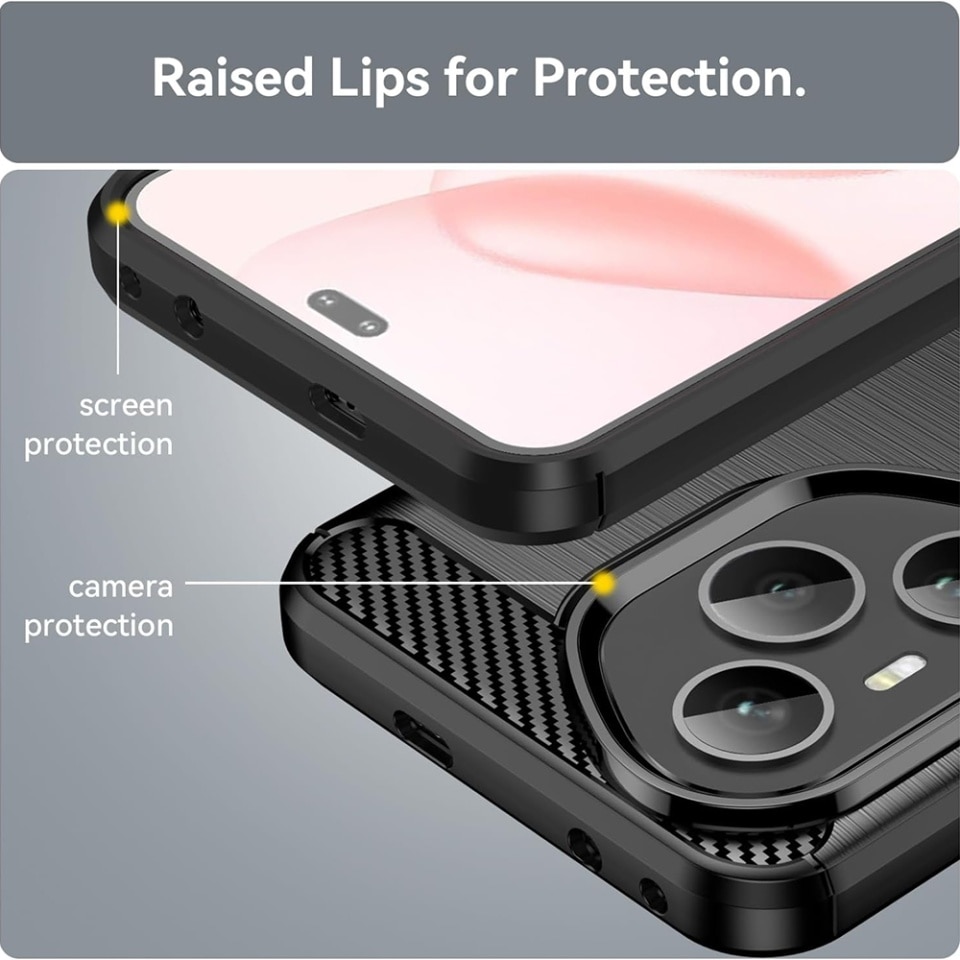 Husa pentru Honor 400 Pro, SKYDDAR INNOVATION, Carbon Silicone, din Silicon Slim, cu textura Fibra Carbon, set cu sticker, Negru