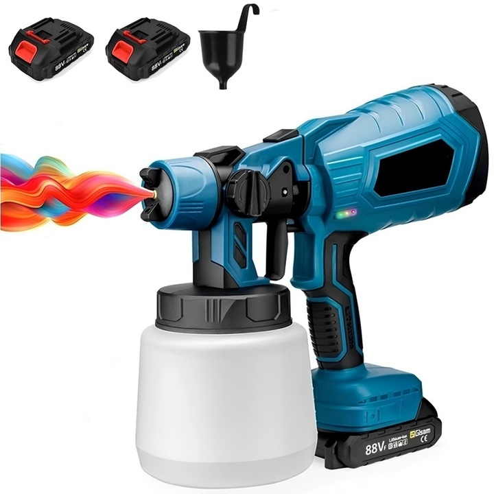 Pistol de vopsit pe acumulator, GOSTOCK®, 18 V, Rezervor 1000 ml, 3 moduri