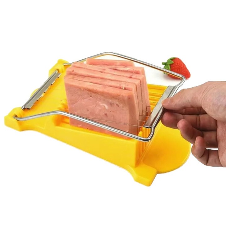 Kézi szeletelő zöldségekhez, tojáshoz és sonkához, 10 pengés, rozsdamentes acél és tartós műanyag, 22x12,5x5 cm, kompakt kialakítás